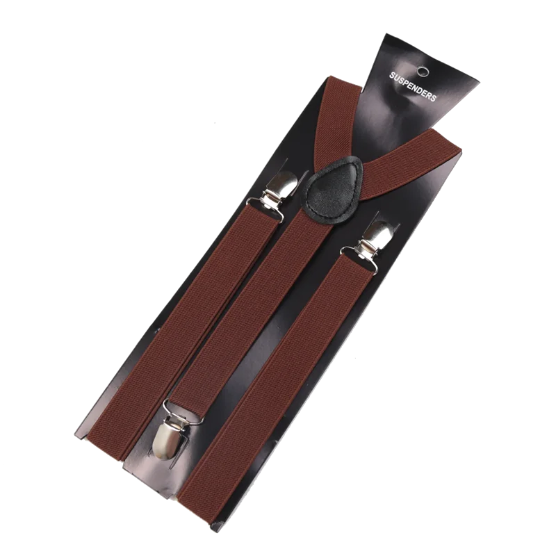 Unisex Elastic Leather Suspenders Braces – 26 Colors Suspenders & Braces Qme Brown China Mainland