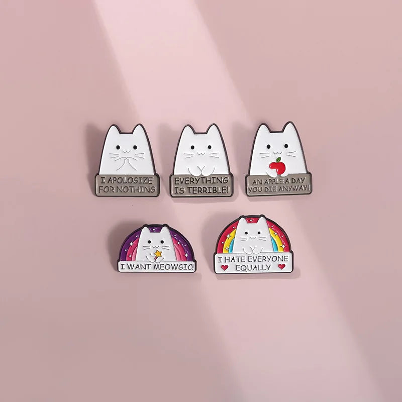 Rainbow Cat Enamel Pin – Funny Kitten Lapel Badge Enamel Lapel Pin Qme