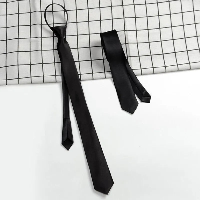 Unisex Zipper Slim Necktie – Retro Silky Narrow Tie | 4 Colors Zipper Slim Necktie Qme