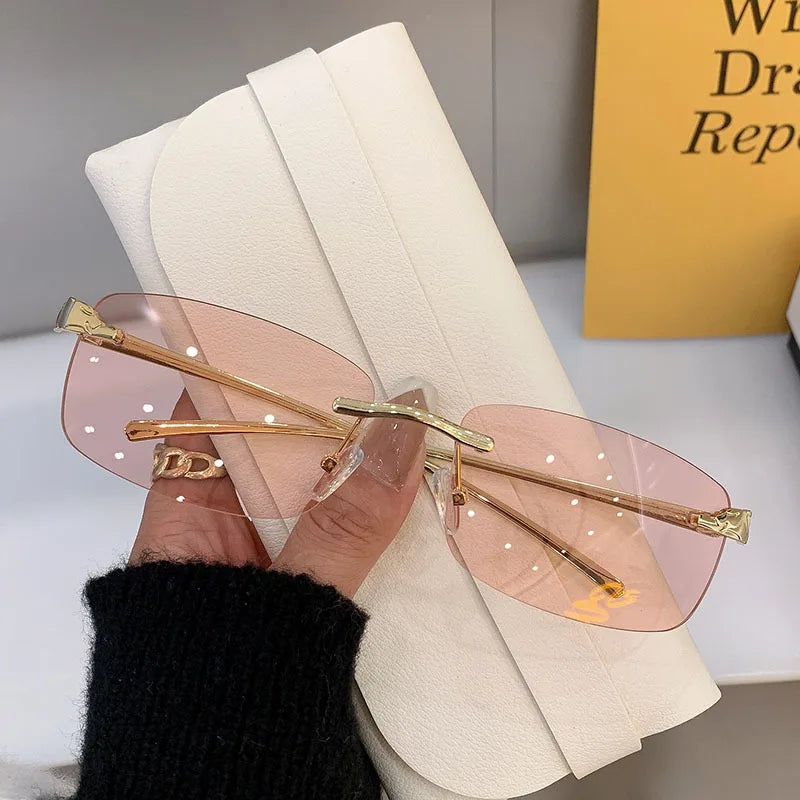 Vintage Rimless Rectangle Sunglasses UV400 – 6 Colors Rimless Sunglasses Qme PK