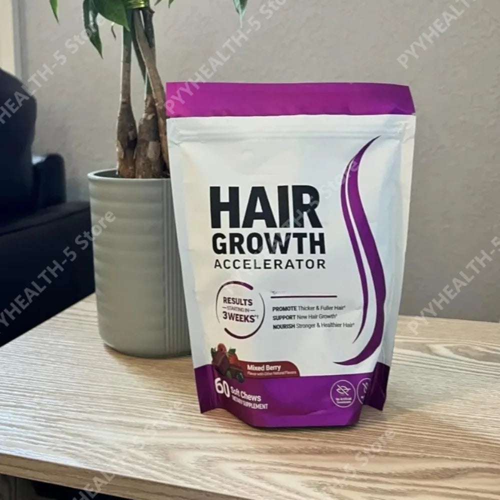 Biotin Hair Support Soft Chews | Mixed Berry 60ct Non-GMO Hair Supplement Chews Qst
