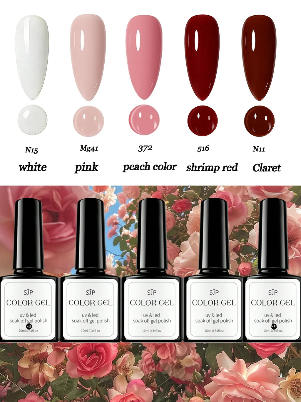 5-Piece Pink UV Gel Nail Polish Set – Semi-Permanent DIY Art UV Gel Nail Polish Qme