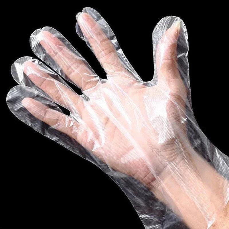 Transparent Disposable PE Gloves – Waterproof Kitchen & BBQ Disposable Kitchen Gloves Qme