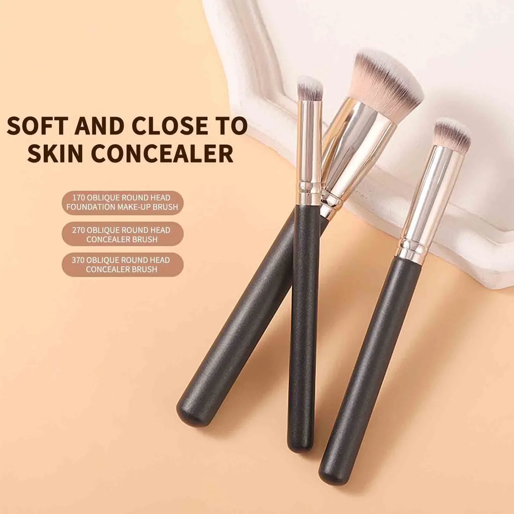 3-Piece Foundation Brush Set – Liquid & Kabuki Makeup Brushes Makeup Brush Set Qme