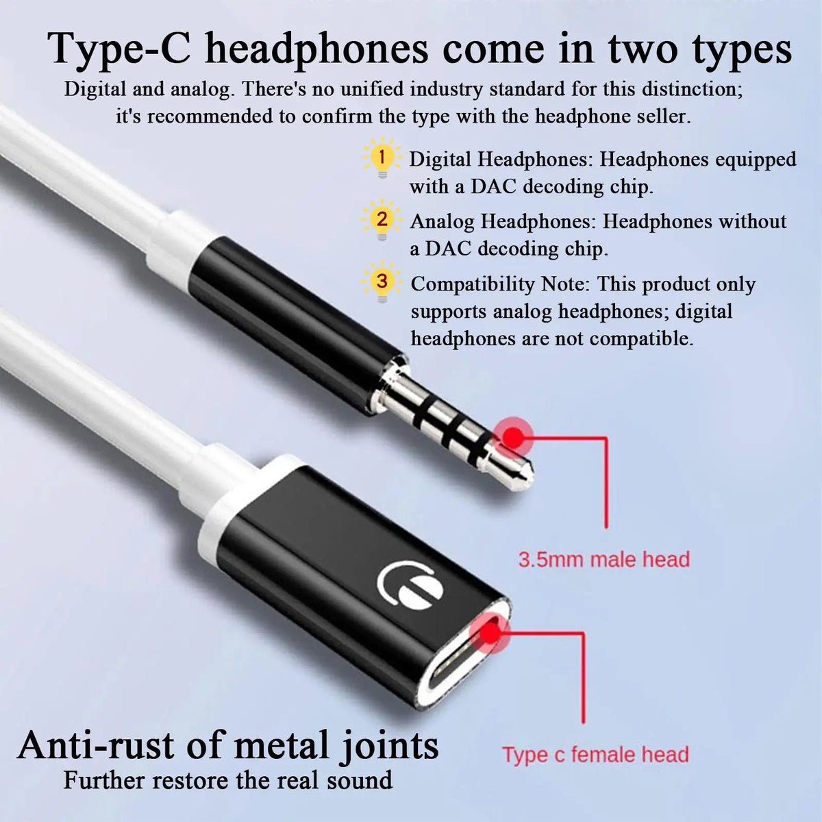 USB-C to 3.5mm Audio Adapter Cable | Stereo Headphone Cord Audio Adapter Cable Qme