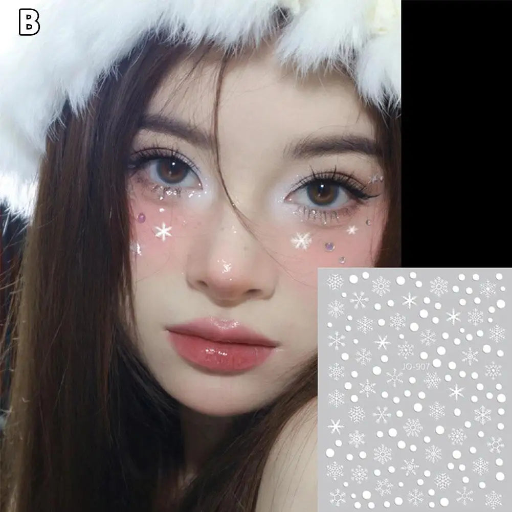 5D Christmas Snowflake Face & Eye Makeup Stickers | 12 Colors Eye Makeup Stickers Qme B CN