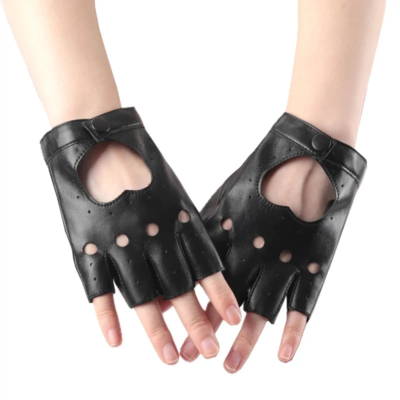 Y2K Gothic Lolita Black Fingerless Gloves – Rivet Punk Style Fingerless Fashion Gloves Qme A3 One Size