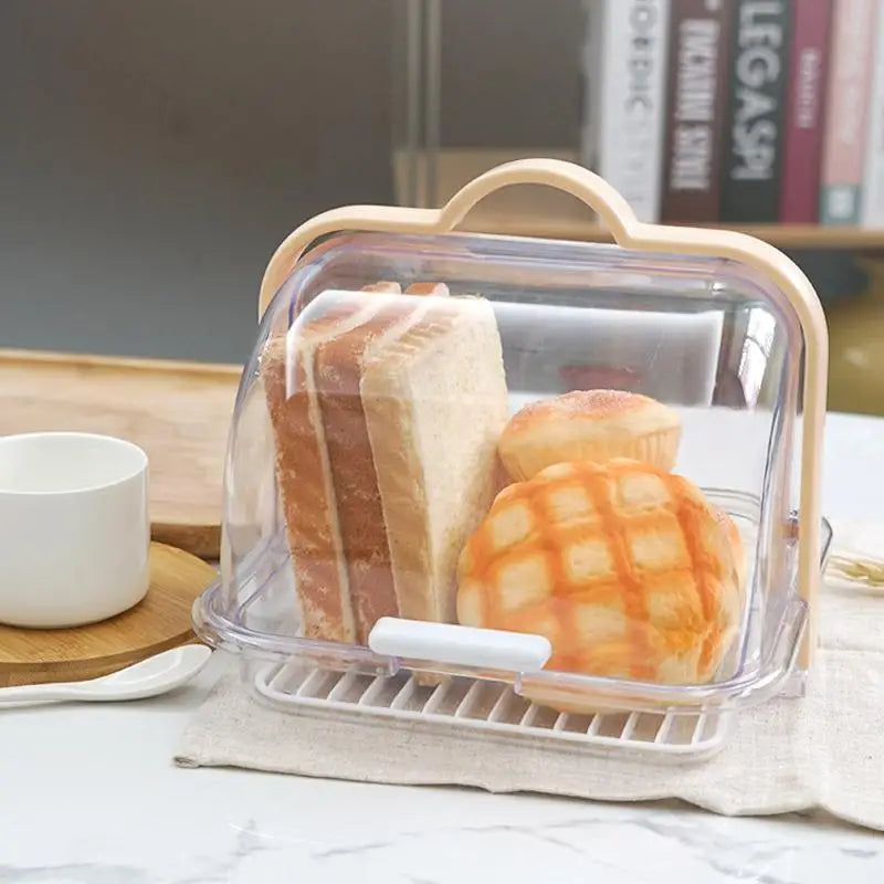 Portable Bread & Cake Storage Box with Transparent Lid Food Storage Container Qme