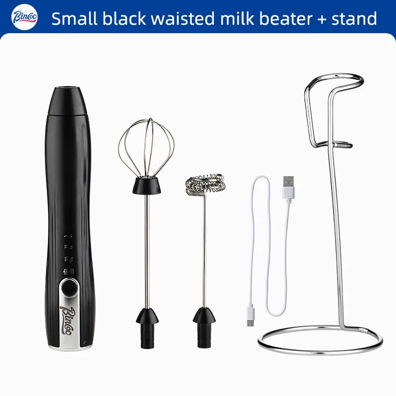 Bincoo Handheld Electric Milk Frother – Double-Head Mixer Electric Milk Frother Qst black 2PCS