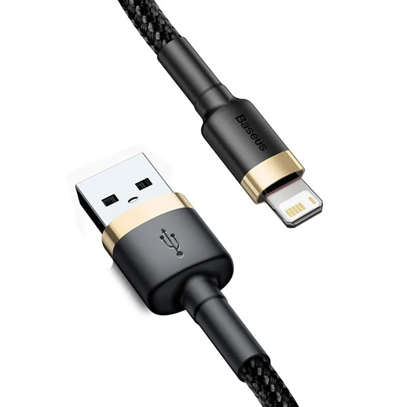 Baseus 2.4A Nylon Braided Lightning Fast Charging Cable iPhone Lightning Charging Cable Qst Gold 2m