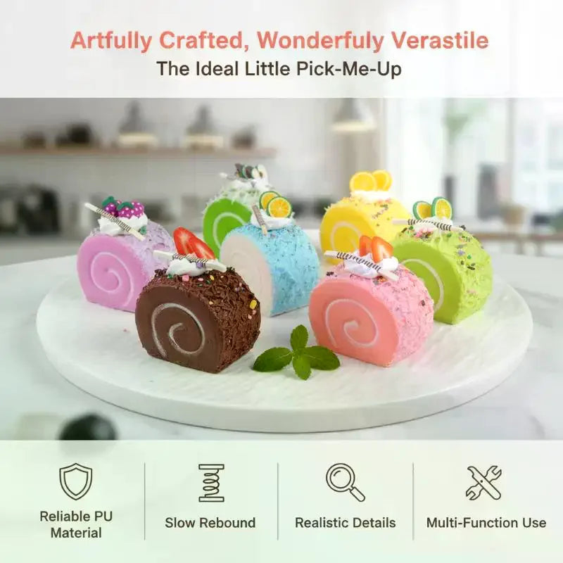 Realistic Artificial Roll Cake Models | Lifelike PU Display Props Artificial Food Prop Qme