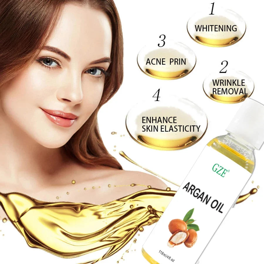 GZE Organic Moroccan Argan Oil | Cold Pressed Virgin Premium Grade Argan Hair Oil Qme