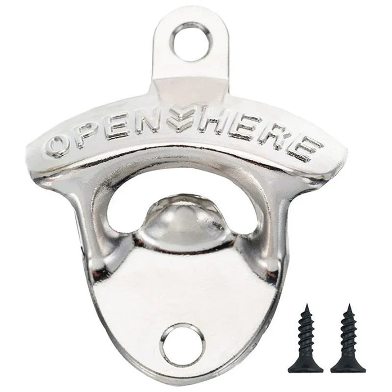 Vintage Wall Mounted Beer Bottle Opener with Keyring | Zinc Alloy Wall Bottle Opener Qme A3 Silver