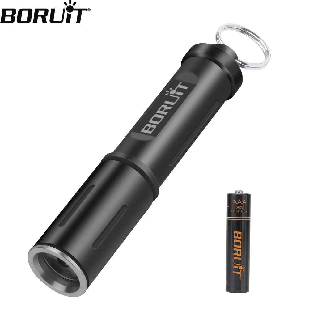 BORUiT RJ11 Mini LED Keychain Flashlight – IP67, 120LM, AAA Mini LED Flashlight Qst