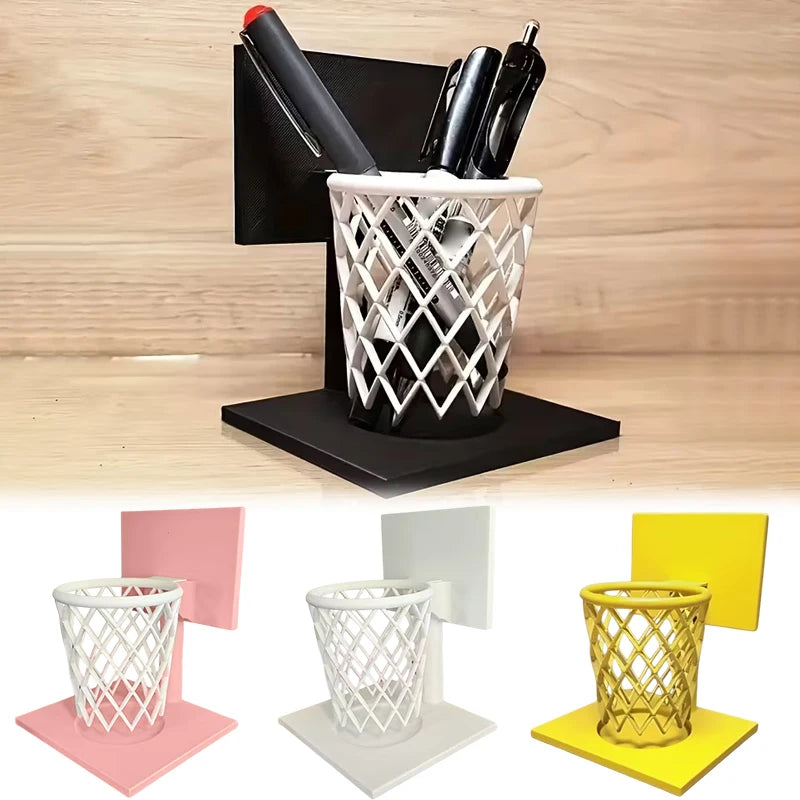Basketball Hoop Pen Holder Desktop Organizer with Base Desktop Pen Holder Qst