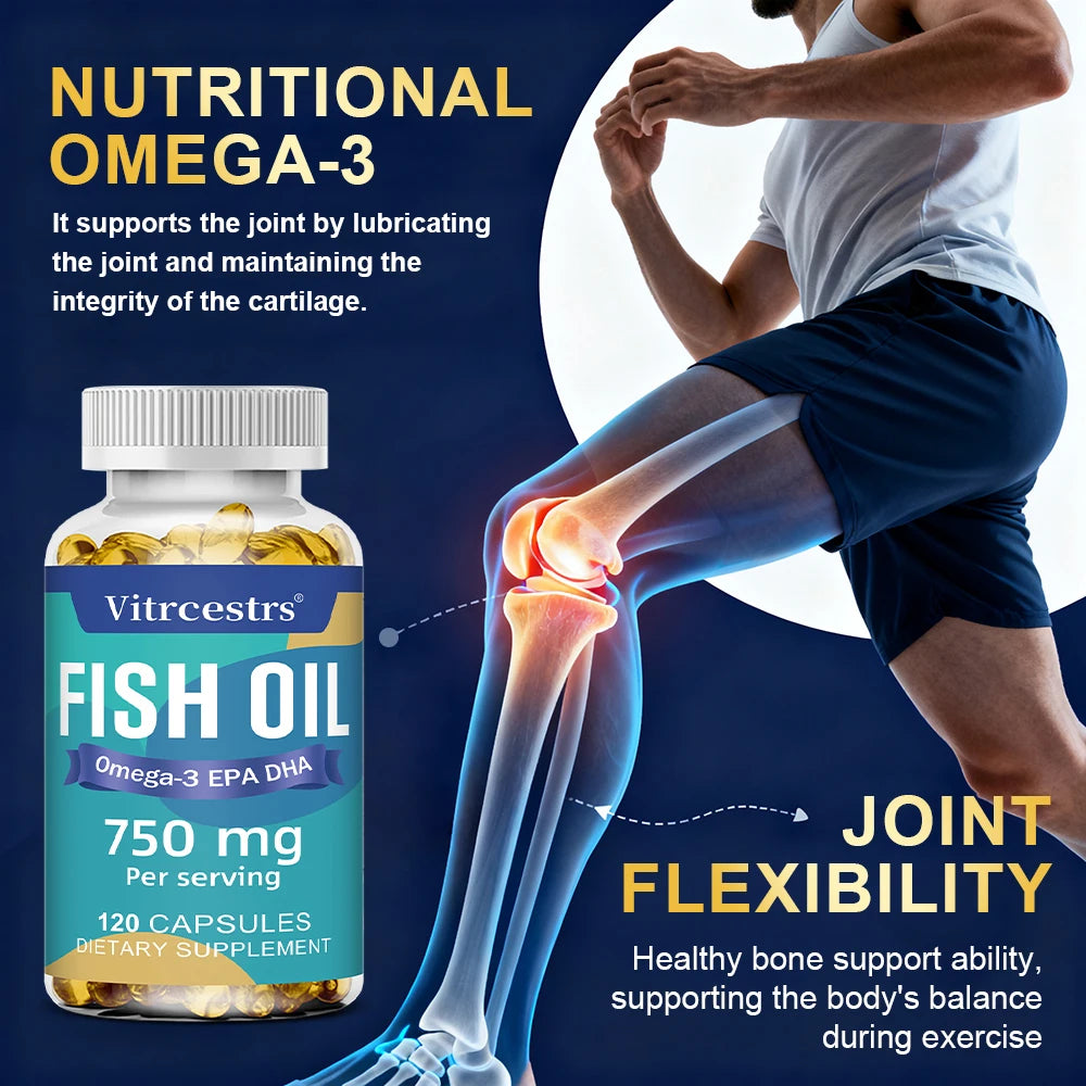 Kenofor Fish Oil Omega-3 750mg – Non-GMO Dietary Supplement Omega-3 Supplement Qst