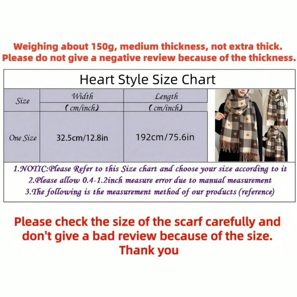 Women's Plaid Blanket Shawl Scarf – Thick Knit Winter Wrap Blanket Shawl Scarf Qst