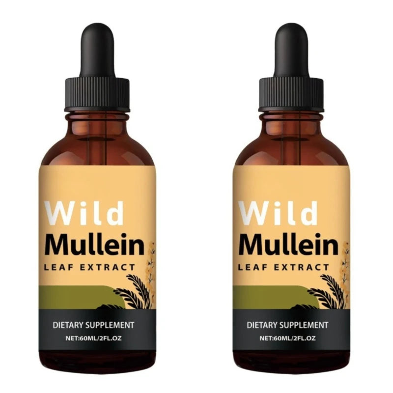 Wild Mullein Leaf Drops with Ginger & Bromelain – 60ml Herbal Liquid Supplement Qst 120 ml(Pack of 2)