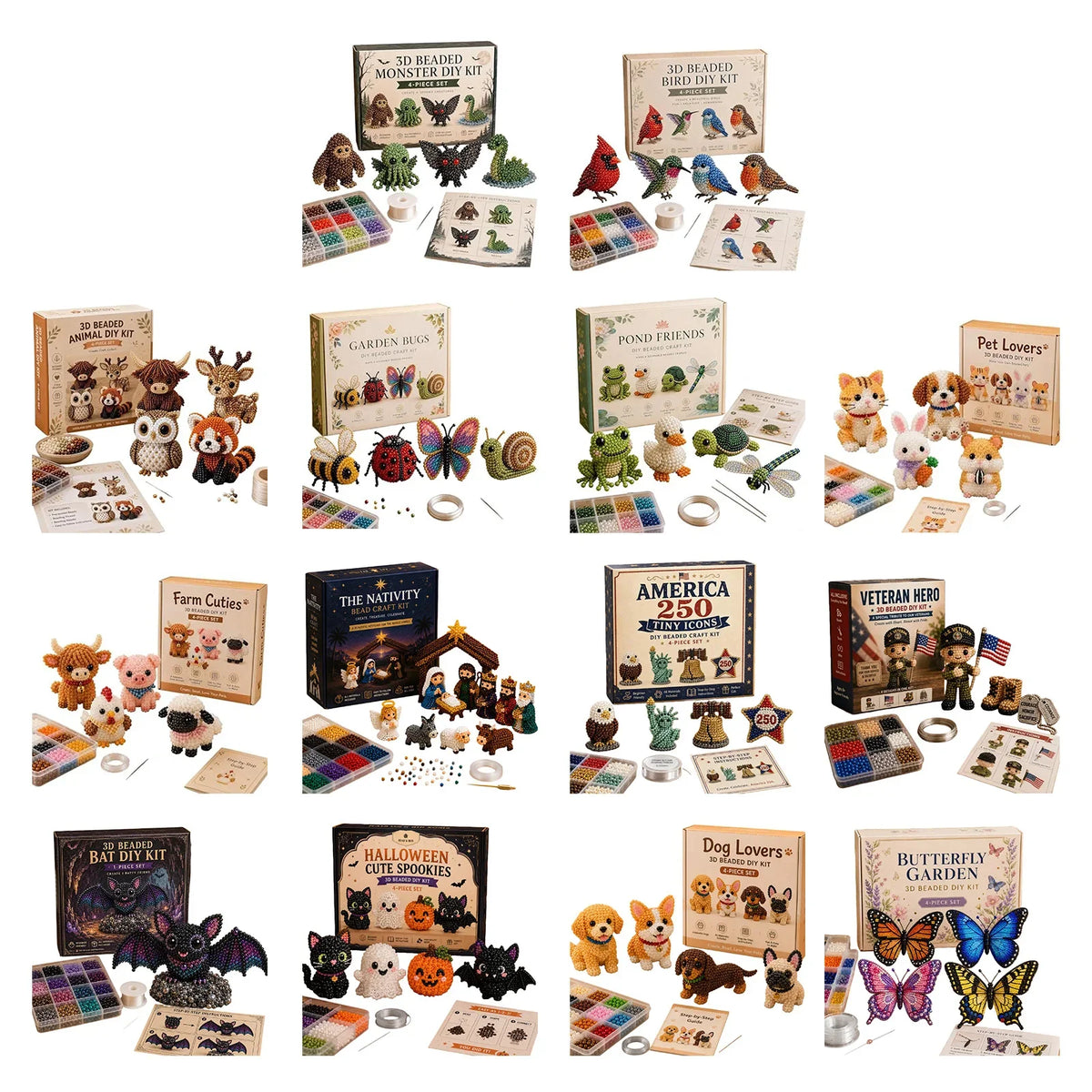 DIY 3D Animal Beading Kit – Handmade Cute Bead Craft Set DIY Beading Craft Kit Qme