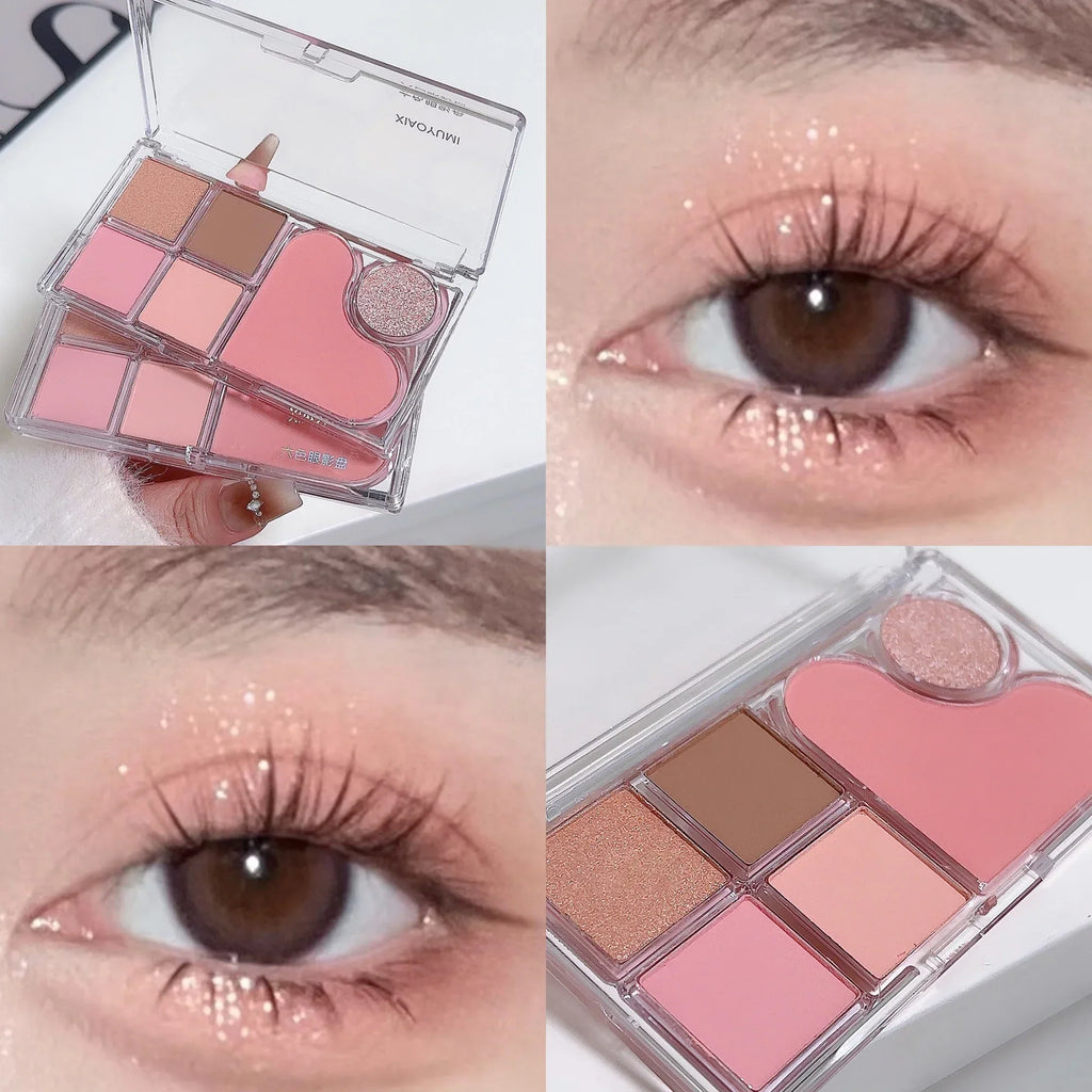 6-Color Pearlescent & Matte Earth-Tone Eyeshadow Palette Eyeshadow Palette Qme 02