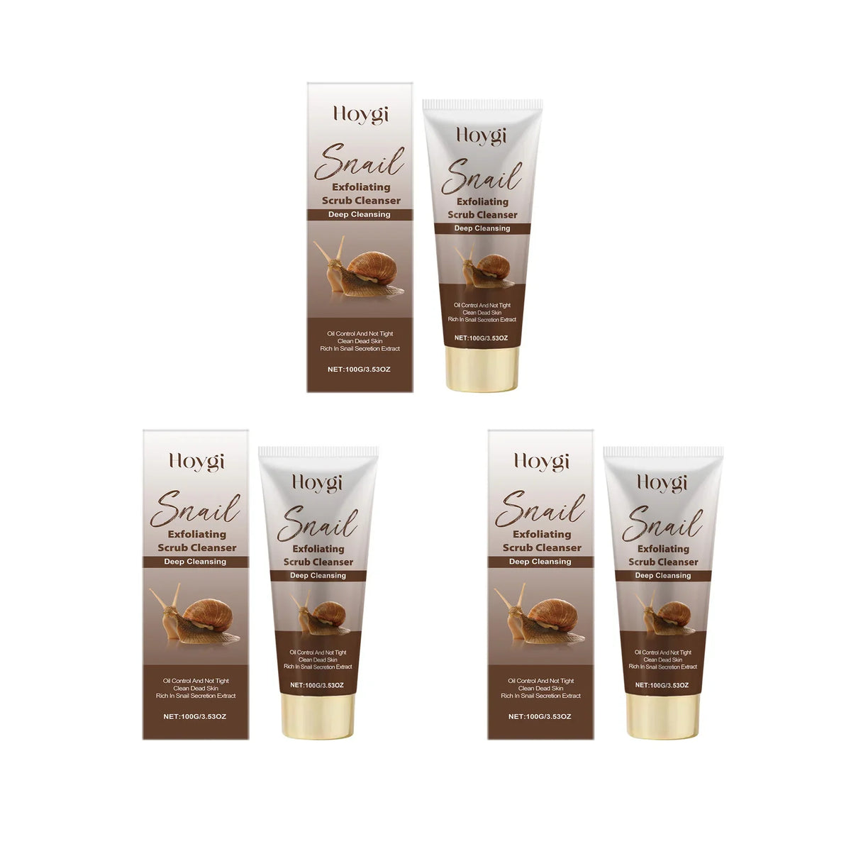 Snail Mucin Exfoliating Scrub Cleanser – Gentle Face Wash Exfoliating Face Wash Qme 3 x 100g Boxed