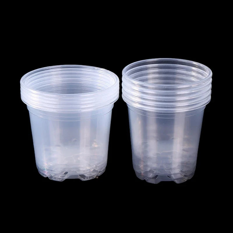 Transparent Plastic Flowerpots with Drainage Holes | 6 Sizes Clear Plastic Planter Qme