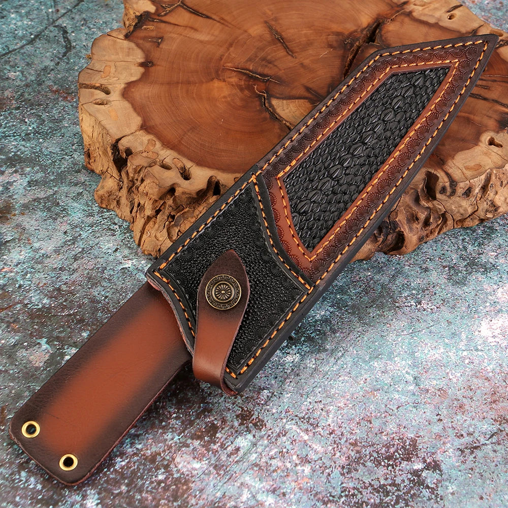 Premium Leather 8-Inch Kitchen Knife Sheath & Belt Holster Knife Sheath Qst