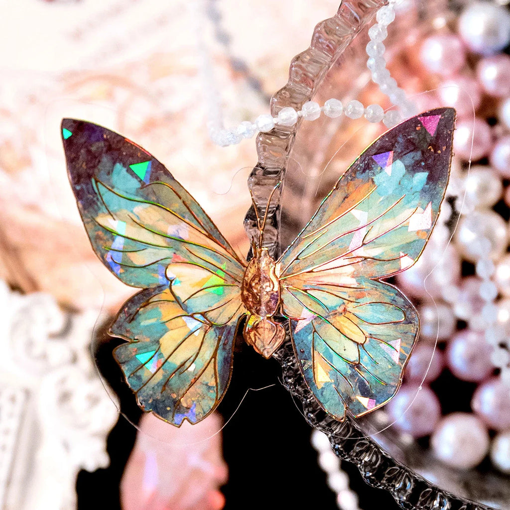 PET Butterfly Stickers Transparent Waterproof Decals DIY Scrapbook Decorative Craft Stickers Qme