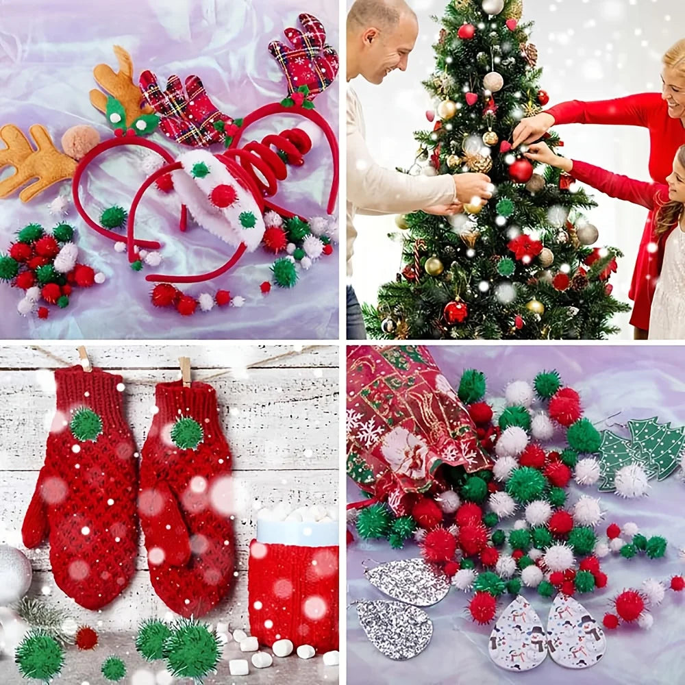 Glitter Sequined Plush Fur Balls 100-200pc – Colorful Craft Décor Craft Embellishment Balls Qme