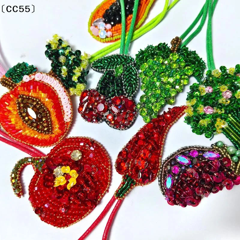 3D Crystal Beaded Sequin Fruit Applique Patch – Rhinestone Bag Beaded Applique Patch Qst