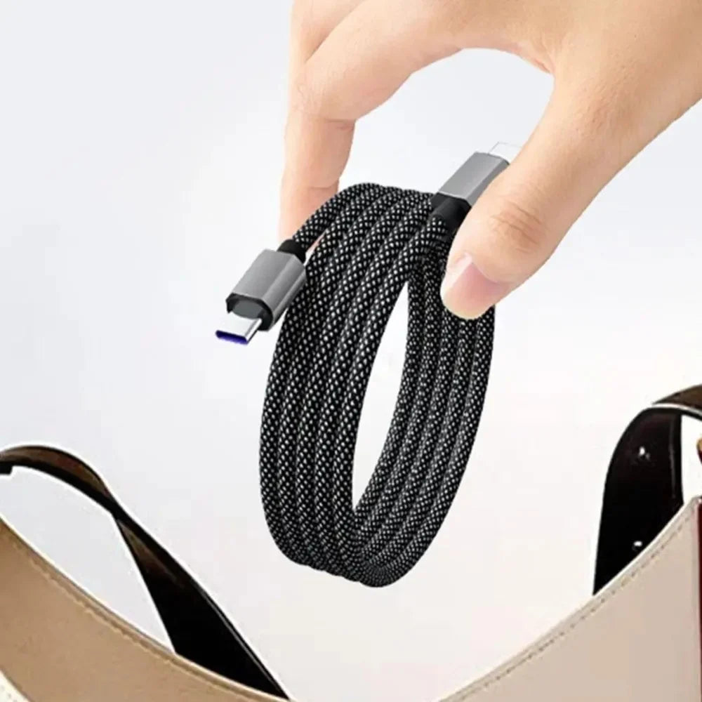 Magnetic USB-C Braided Cable PD 65W Fast Charge – Samsung & Xiaomi USB-C Charging Cable Qme