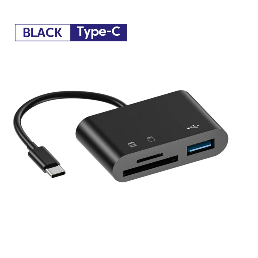 USB-C Multi-Port Card Reader Hub – TF, CF & SD Adapter USB-C Card Reader Hub Qme black