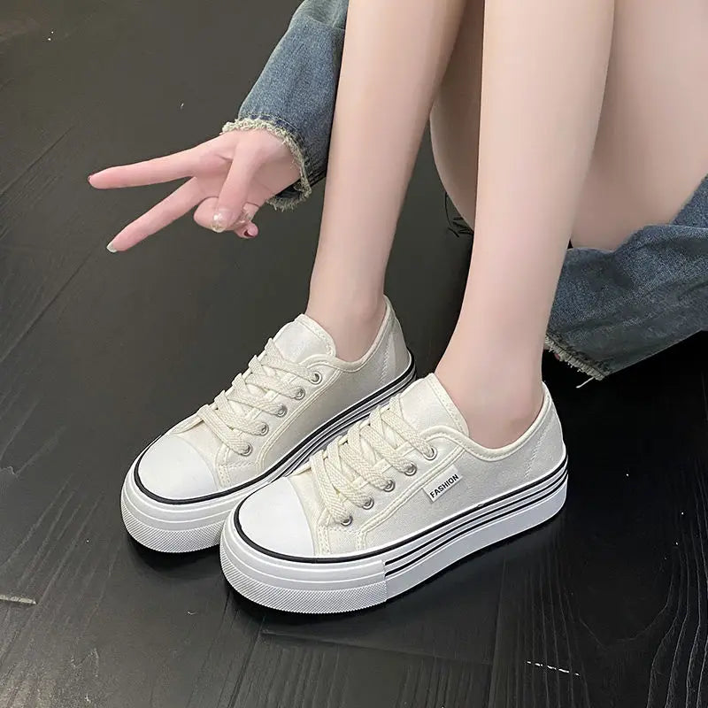 Women's Low Top Canvas Sneakers – Breathable Casual Flats Canvas Sneakers Qst