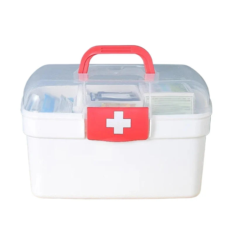 Portable First Aid Medicine Storage Box – Large Capacity First Aid Storage Box Qme