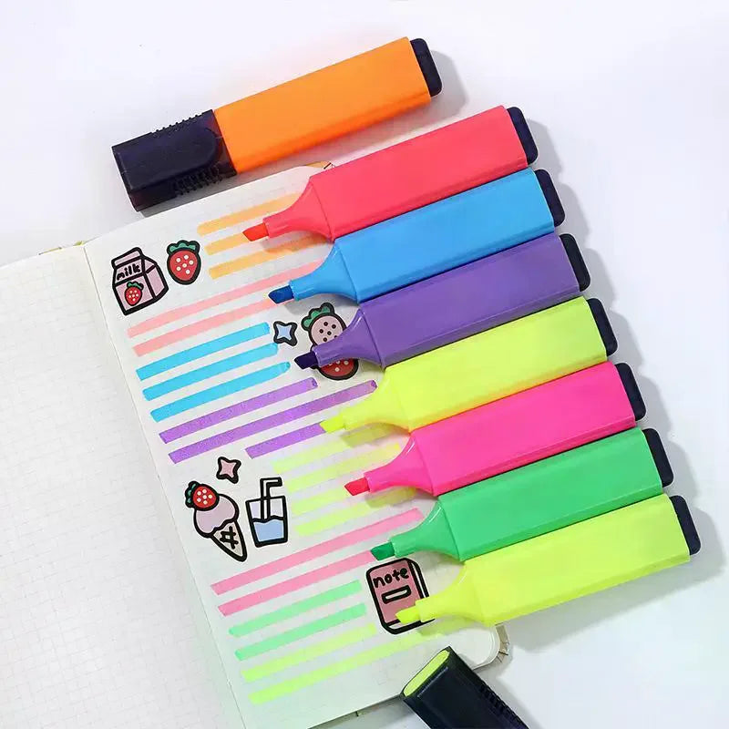 Creative Highlight Marker Pens – 4, 6 & 8 Color Sets | Qme Highlight Marker Pens Qme