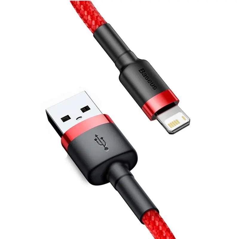 Baseus 2.4A Nylon Braided Lightning Fast Charging Cable iPhone Lightning Charging Cable Qst Red 1m