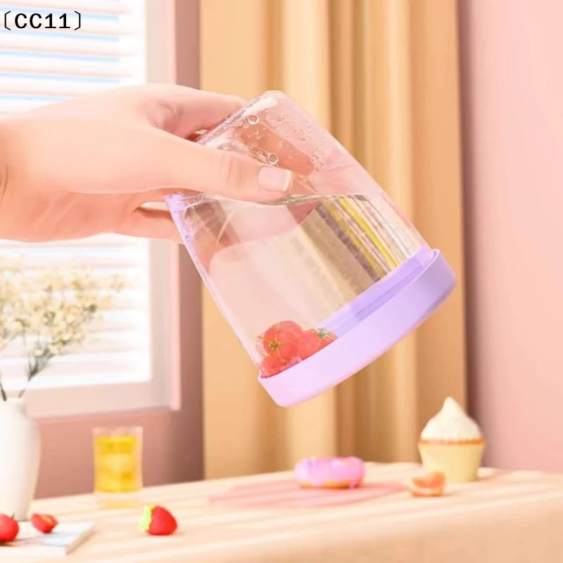 Cylindrical Salad & Fruit Cup Container with Fork & Drainage Portable Salad Container Qme