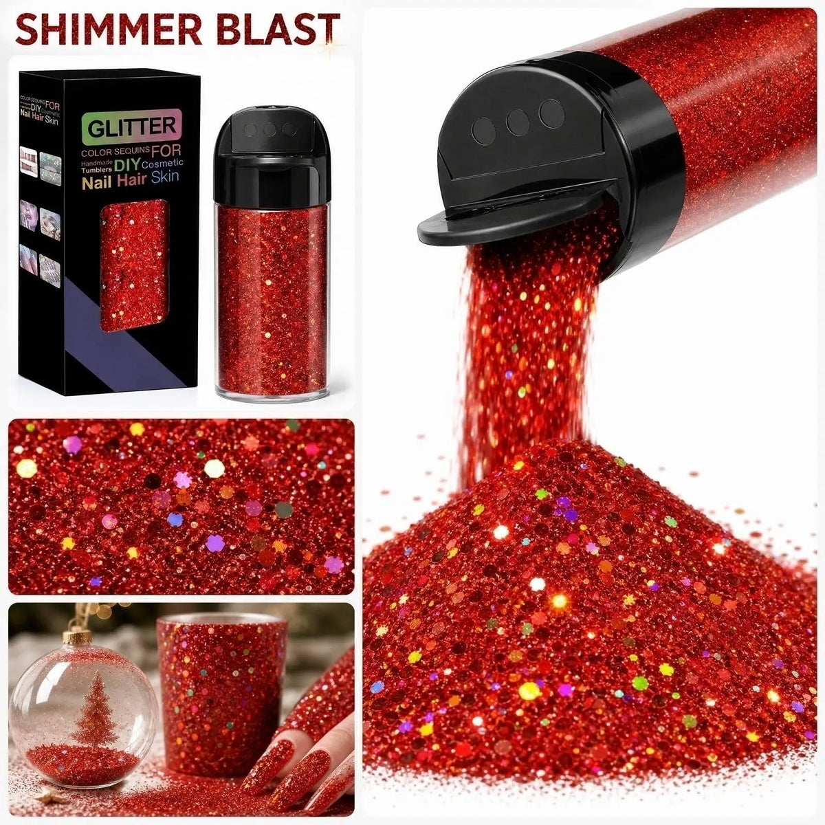 Fine Gold Foil Glitter Flakes – Body, Face, Nails & DIY Crafts Craft Glitter Flakes Qme Red One Size