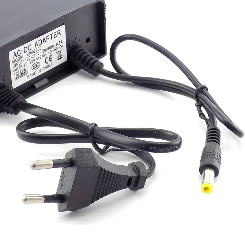 12V 2A Waterproof CCTV Power Adapter – EU Plug | IP65 DC Power Adapter Qme