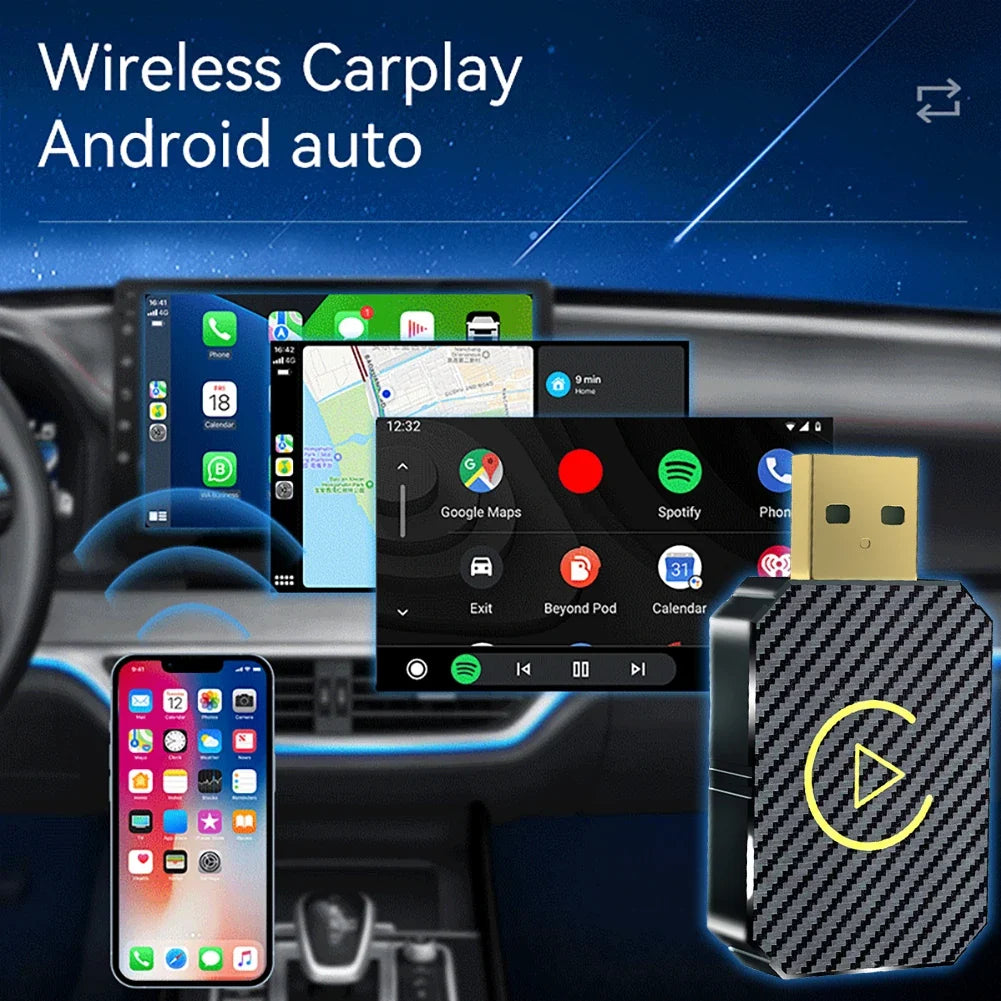 Wireless CarPlay Android Auto AI Adapter Box – Bluetooth 5.0 Wireless CarPlay Adapter Qme