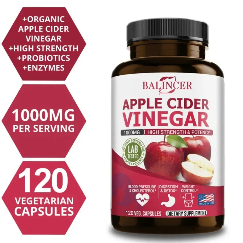 Balincer Apple Cider Vinegar Capsules – Digestive & Energy Support Dietary Supplement Qst