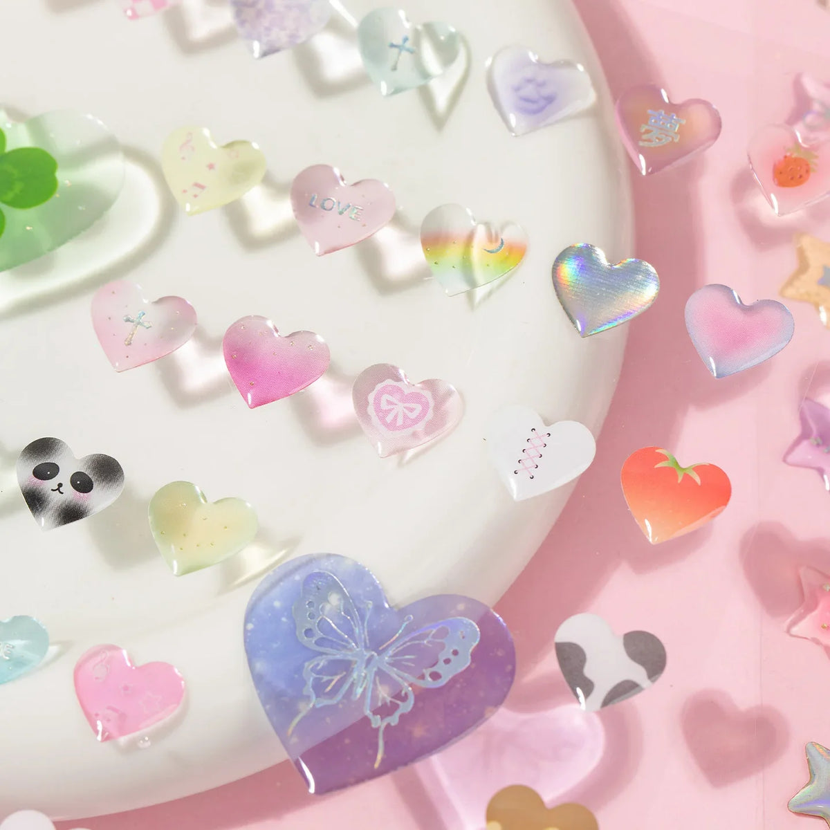 Laser Silver Epoxy Sticker Sheet – Heart & Shamrock DIY Decor DIY Craft Stickers Qme