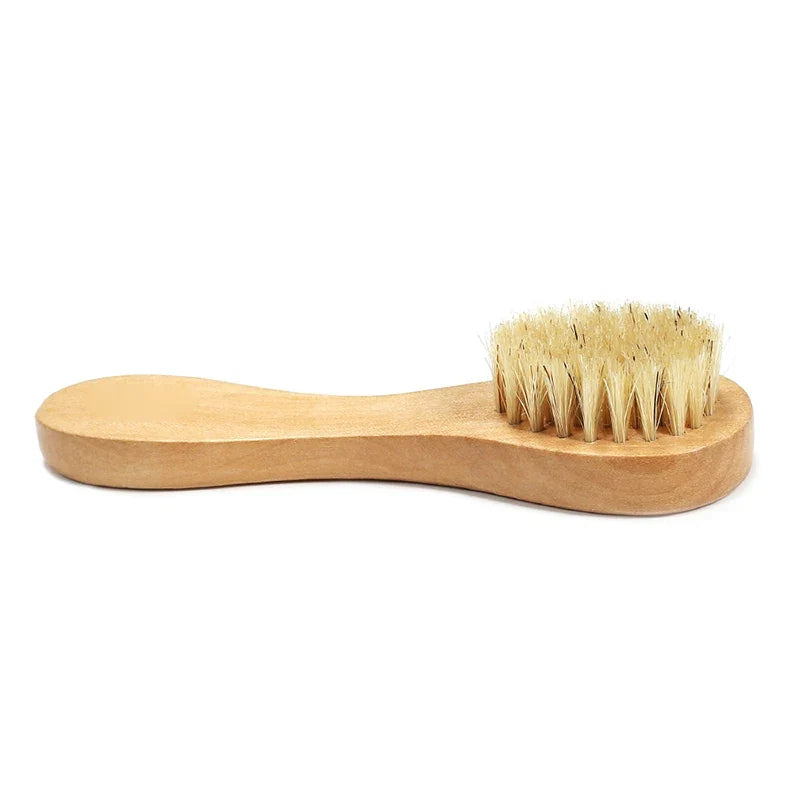 Natural Bristle Face Brush – Exfoliating Tool, Bamboo Handle Facial Cleansing Brush Qme