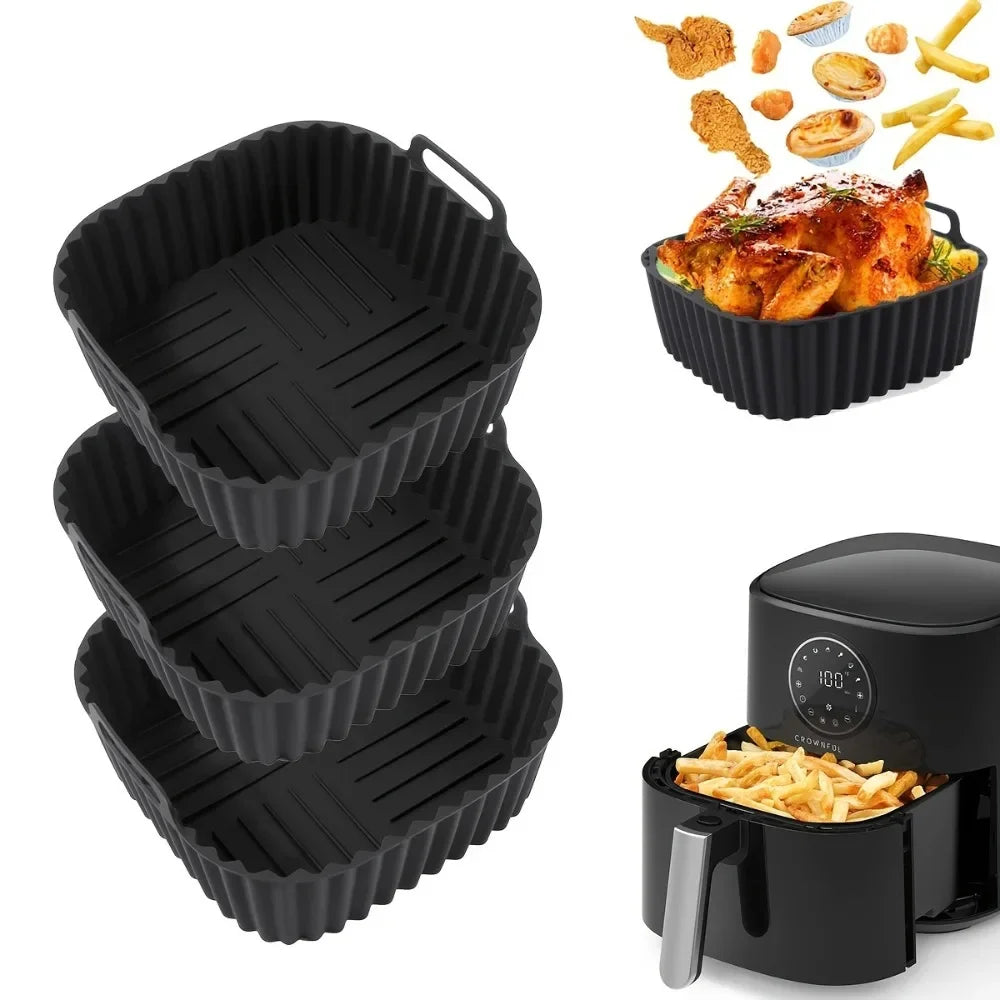 Reusable Square Silicone Air Fryer Liner – Non-Stick Mat 4–7QT Silicone Air Fryer Liner Qst