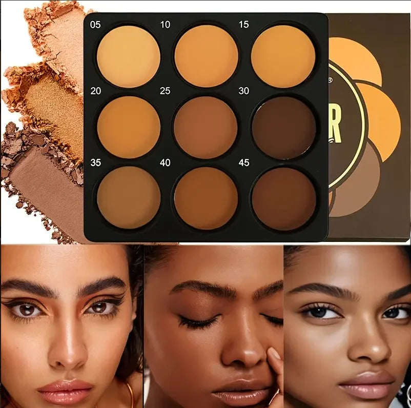 9-Color Waterproof Contour & Concealer Matte Palette | Medium-Deep Contour Concealer Palette Qme 9 COLOR