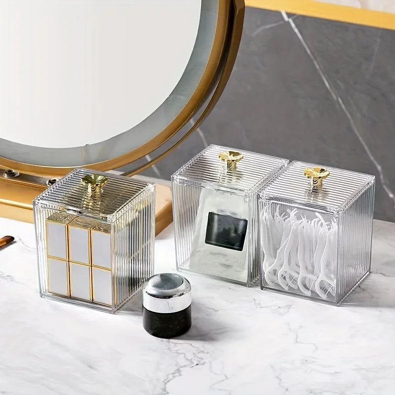 Clear Acrylic Cotton Swab Storage Jar with Lid | Canister Bathroom Storage Jar Qme