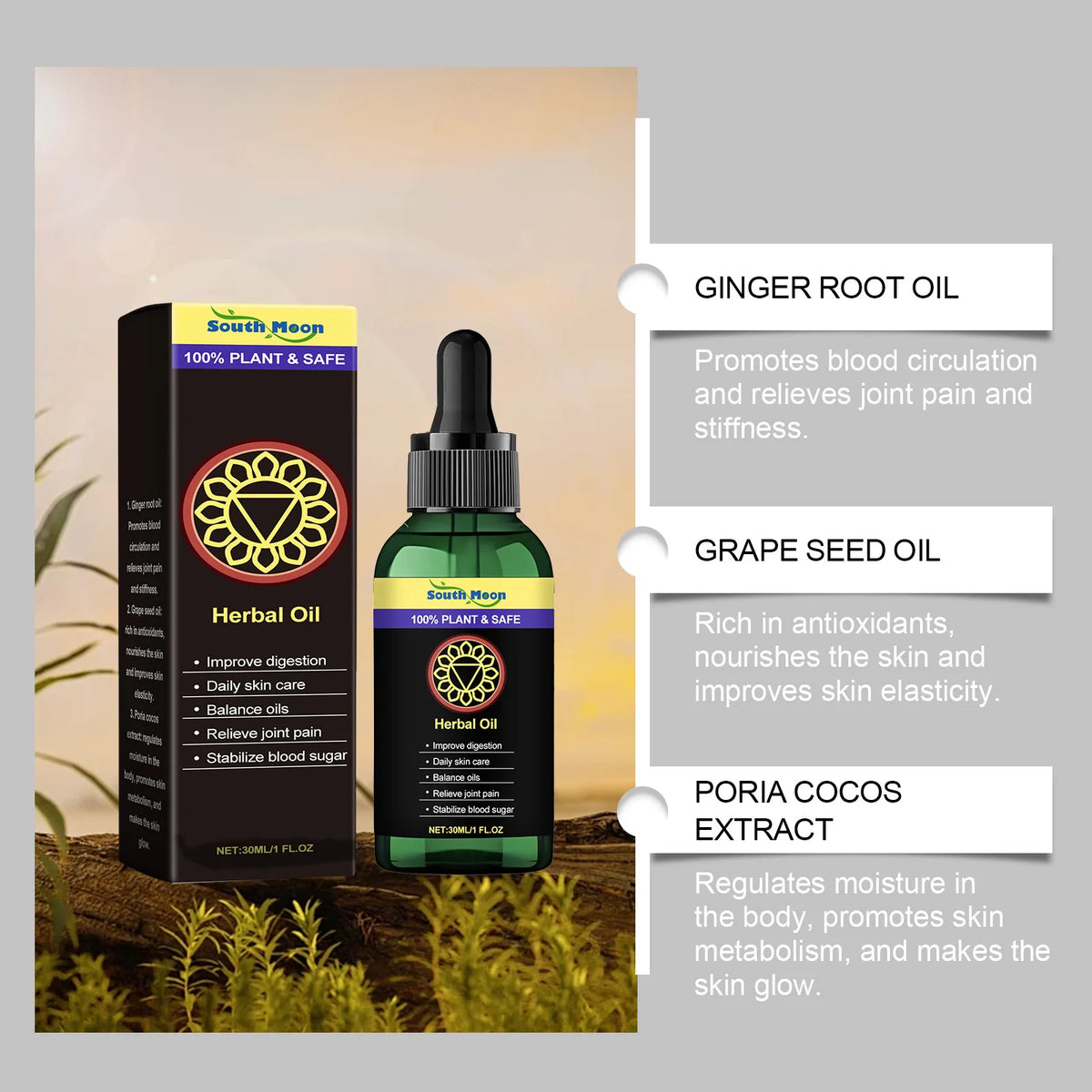 South Moon Plant Essential Body Massage Oil 30ml – Sleep & Calm Body Massage Oil Qst