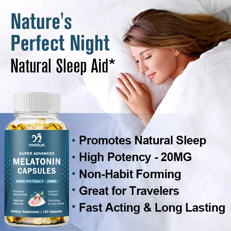 Yimiduk Melatonin 20mg – 120 Tablets, GMP Certified, Gluten-Free Melatonin Supplement Qst