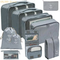 Waterproof Packing Cubes 10-Piece Travel Organizer Set Travel Packing Cubes Qme for grey CN