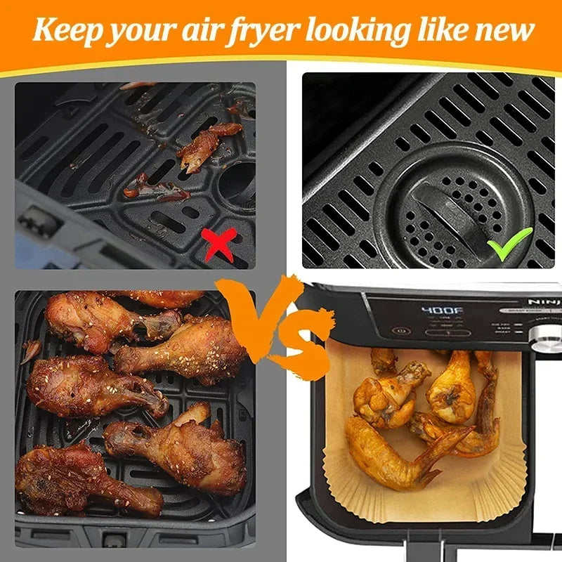 Disposable Non-Stick Air Fryer Liner Paper – Oil-Proof & Waterproof Air Fryer Liner Qme
